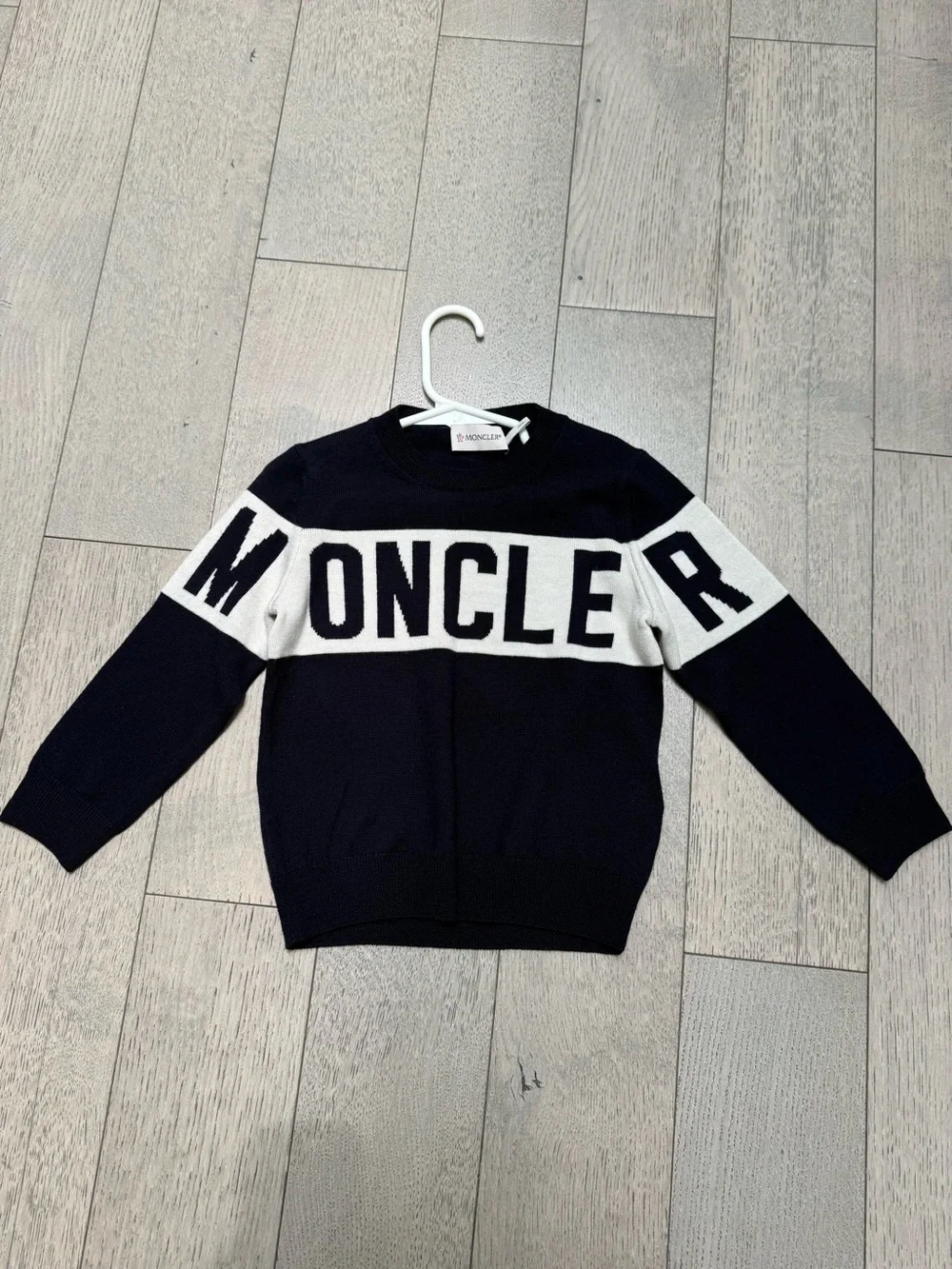 Moncler Navy and White Logo Knit Pullover